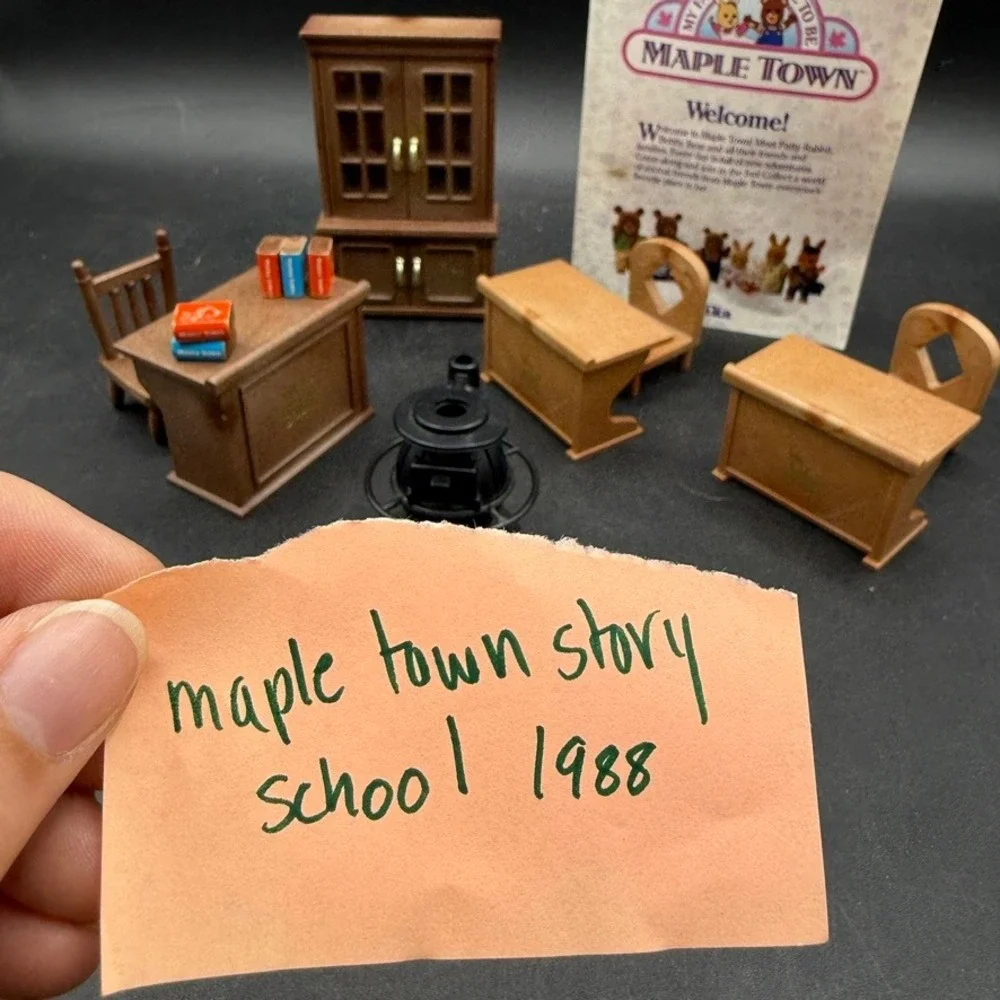 Vintage Tonka Maple Town School Furniture Set Brown Plastic Cottagecore